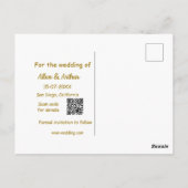 Carte Postale orange boho enregistrer la date QR ajouter le nom (Dos)