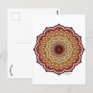 Carte Postale Orange & Brown Spiral et Floral Mandala