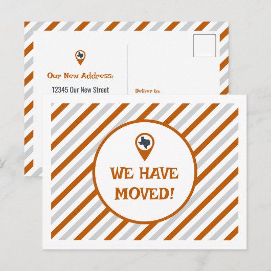 Carte Postale Orange Brûlé Nous Avons Déménagé (Devant / Derrière)