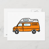 Carte Postale Orange Campervan (Devant / Derrière)