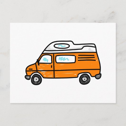 Carte Postale Orange Campervan (Devant)