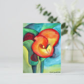 Carte Postale Orange Canna nénuphar art original aquarelle (Debout devant)