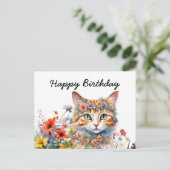 Carte Postale Orange cat est à l'anniversaire de l'arrière - pla (Debout devant)