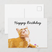 Carte Postale Orange cat est à l'anniversaire de l'arrière - pla (Devant / Derrière)