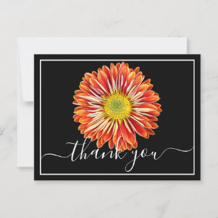 Carte Postale Orange Chrysanthemum Arrière - plan noir Merci