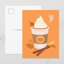 Carte postale orange citrouille Spice Latte