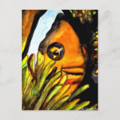 Carte Postale Orange Clown Poisson aquarelle peinture d'art orig (Devant)