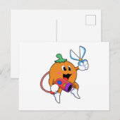 Carte Postale Orange coiffeur avec ciseaux et sèche-cheveux (Devant / Derrière)