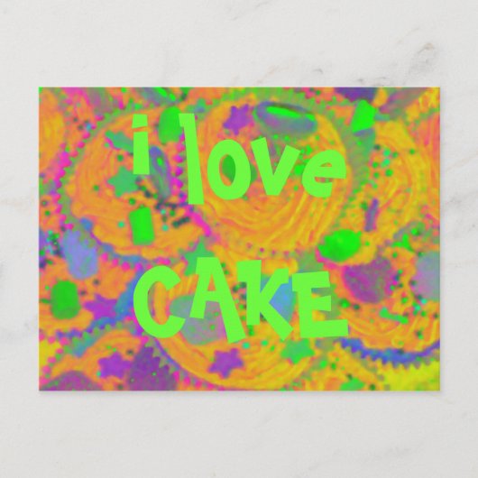 Carte postale Orange Cupcakes 'i love CAKE' (Devant)