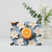 Carte Postale Orange d'agrumes Abstraits et fleurs (Debout devant)