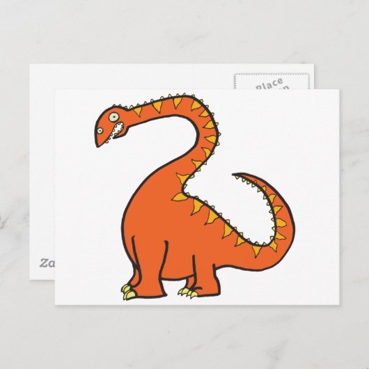 Carte Postale Orange Diplodocus (Devant / Derrière)