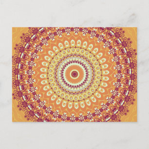 Carte Postale Orange Elegance Mandala Kaleidoscope