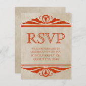 Carte postale Orange Elegant Déco RSVP (Devant / Derrière)