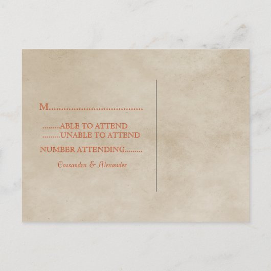 Carte postale Orange Elegant Déco RSVP (Dos)