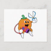 Carte Postale Orange en coiffeur avec ciseaux et sèche-cheveux (Devant)