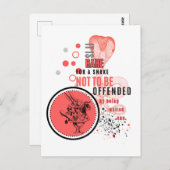 Carte Postale Orange et noir Serpents offensés citation sarcasti (Devant / Derrière)