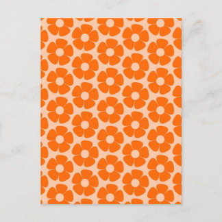 Carte Postale Orange et Pêche Retro 60s motif floral