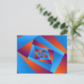 Carte postale orange et spirale bleue (Debout devant)