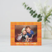 Carte Postale Orange Fall Plaid Photo (Debout devant)