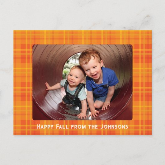 Carte Postale Orange Fall Plaid Photo (Devant)