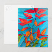 Carte Postale Orange feuille Automne art original aquarelle (Devant / Derrière)