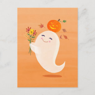 Carte postale orange fleur et fleur d'Halloween mi