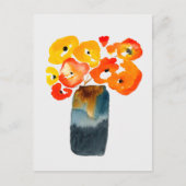 Carte Postale Orange fleurs de pavot aquarelle (Devant)