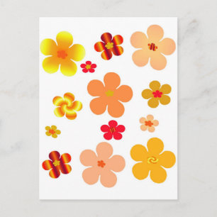 Carte Postale Orange Floral Pop Art