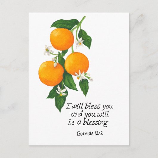 Carte Postale Orange Fruit Genèse 12:2 (Devant)