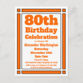Carte postale Orange Geometry 80th Birthday Invita (Devant)