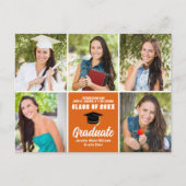 Carte Postale Orange Graduate Photo Collage Moderne Graduation (Devant)