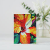 Carte Postale Orange Hibiscus fleurs tropicales aquarelle art (Debout devant)