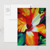 Carte Postale Orange Hibiscus fleurs tropicales aquarelle art (Devant / Derrière)