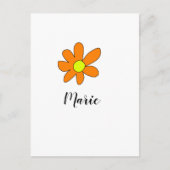Carte Postale Orange jaune Daisy abstrait ajouter nom texte feme (Devant)