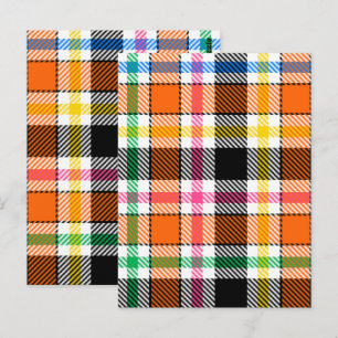 Carte Postale Orange Noir Multicolore Flanelle Carreaux Tartan