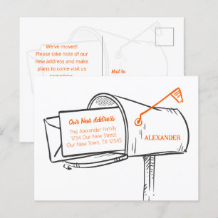 Carte Postale Orange Nous avons Déplacé la boîte aux lettres en 