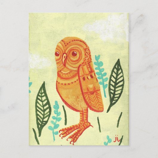 Carte Postale Orange Owl (Devant)