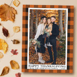 Carte Postale Orange Plaid Family Photo Bon thanksgiving<br><div class="desc">Carte postale Orange Buffalo Plaid Family Photo Bon thanksgiving Holiday</div>