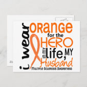 Carte Postale Orange Pour Héros 2 Mari MS Sclerosis Multiple (Devant / Derrière)