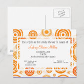 Carte Postale Orange Retro Cibles Baby shower Invitation (Devant / Derrière)
