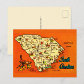 Carte postale orange rétro de Caroline du Sud (Devant / Derrière)