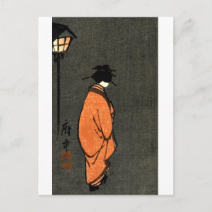 Carte Postale Orange Robed Geisha