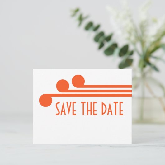 Carte postale Orange Simple Deco Chic Save the Dat (Debout devant)