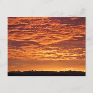 Carte Postale Orange Sky over Mountain Range.