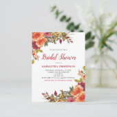 Carte Postale Orange Terracotta Floral Douche nuptiale Invitatio (Debout devant)