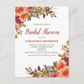 Carte Postale Orange Terracotta Floral Douche nuptiale Invitatio (Devant)