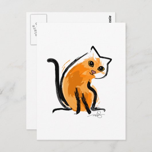 Carte Postale Orange Toi Un Chat (Devant / Derrière)