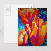 Carte Postale Orange Tulips aquarelle art peinture de fleurs (Devant / Derrière)