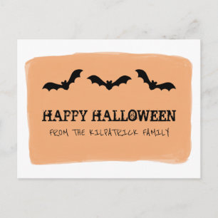 Carte postale Orange Watercolor Bats Halloween