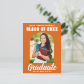 Carte Postale Orange White Graduate Photo Moderne Gras Graduatio (Debout devant)